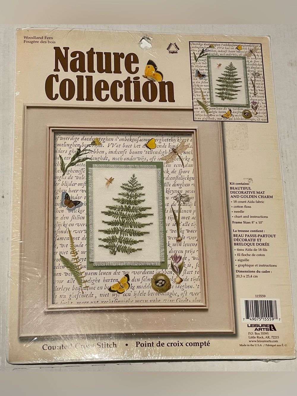 Woodland Fern Counted Cross Stitch Kit Leisure Arts Nature Collection UNUSED